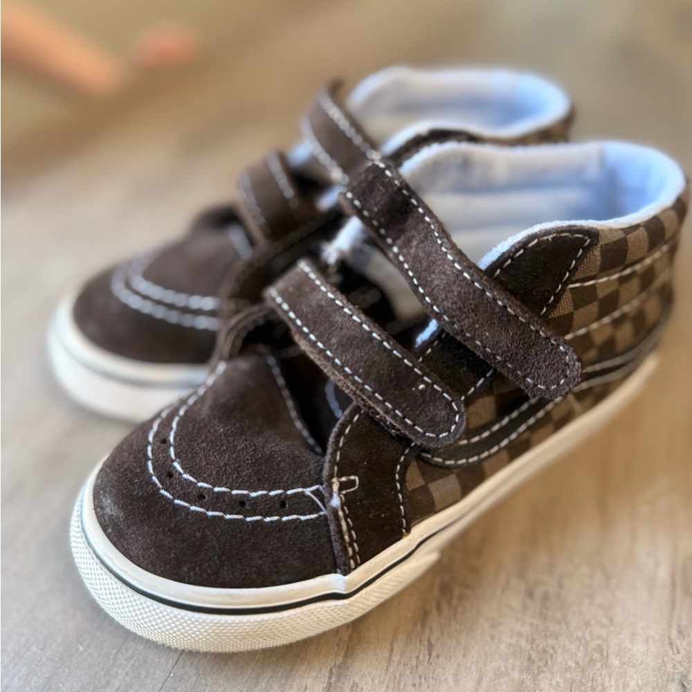 Vans Kids Brown Checkered Sneakers - Picture 2 of 4